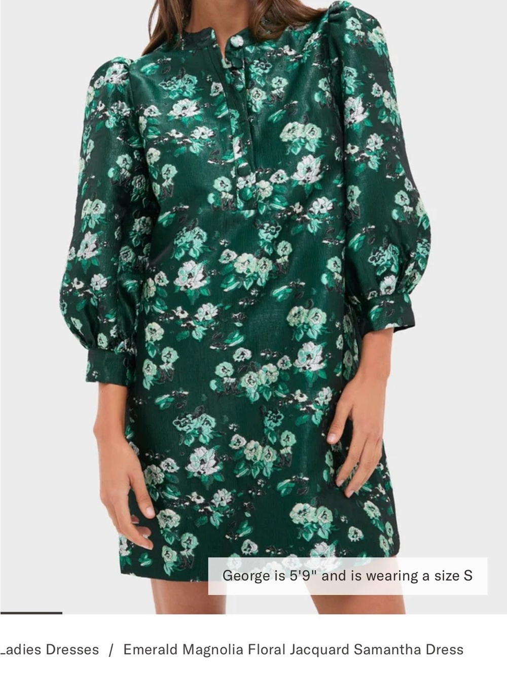 Pomander Place Emerald Magnolia Floral Jacquard Midi Dress